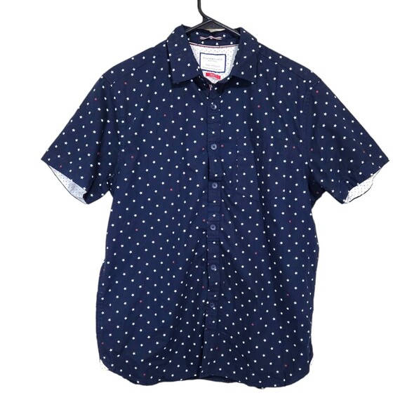 Denim & Flower Ricky Singh Shirt Mens Stars Button Up Short Sleeve Size Medium - Picture 1 of 3